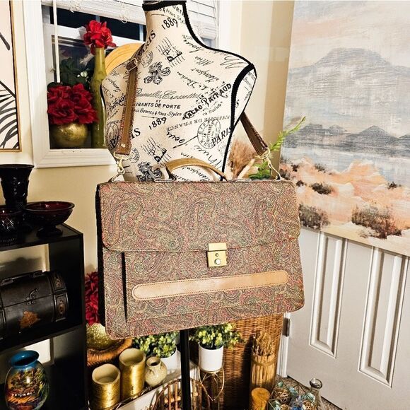 VTG Made In Korea Evelope Style Paisley Print Portfolio Briefcase. - Picture 2 of 15